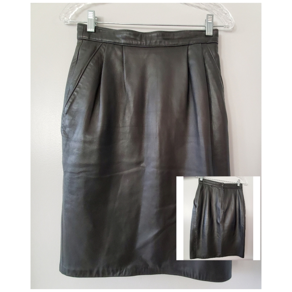 Vintage Pencil Cut Leather Skirt Size 8